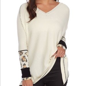 NWT Free People lovin leopard sweater knit top- S